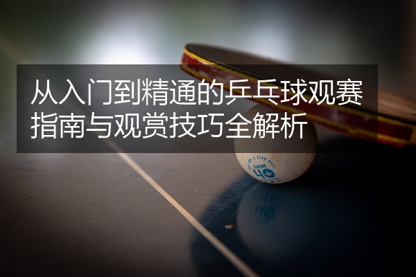 从入门到精通的乒乓球观赛指南与观赏技巧全解析